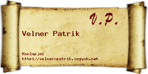 Velner Patrik névjegykártya